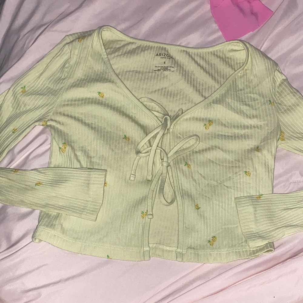 Arizona Jean Company Light Green Tie-Front Top